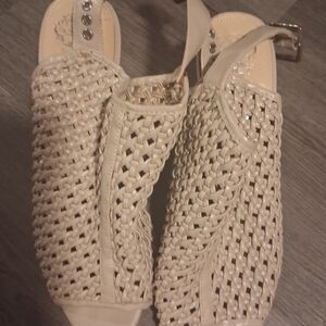 Vince Camuto Cream Woven Mules